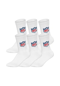 NFL - Unisex Socken, 6er Pack - NFL Shield 6Pack Crew Socks, Logo, Polyester-Baumwollmischung - Schwarz