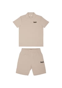 LONSDALE™ - Herren Poloshirt & Shorts Set normale Passform MOTSPUR - Beige/Black