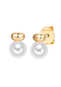 Luluandjane - Ohrstecker gelbgold Muschelkernperle weiß - weiß