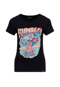 QUEEN KEROSIN - T-Shirt mit Comic-Art Rumble Queen - blau