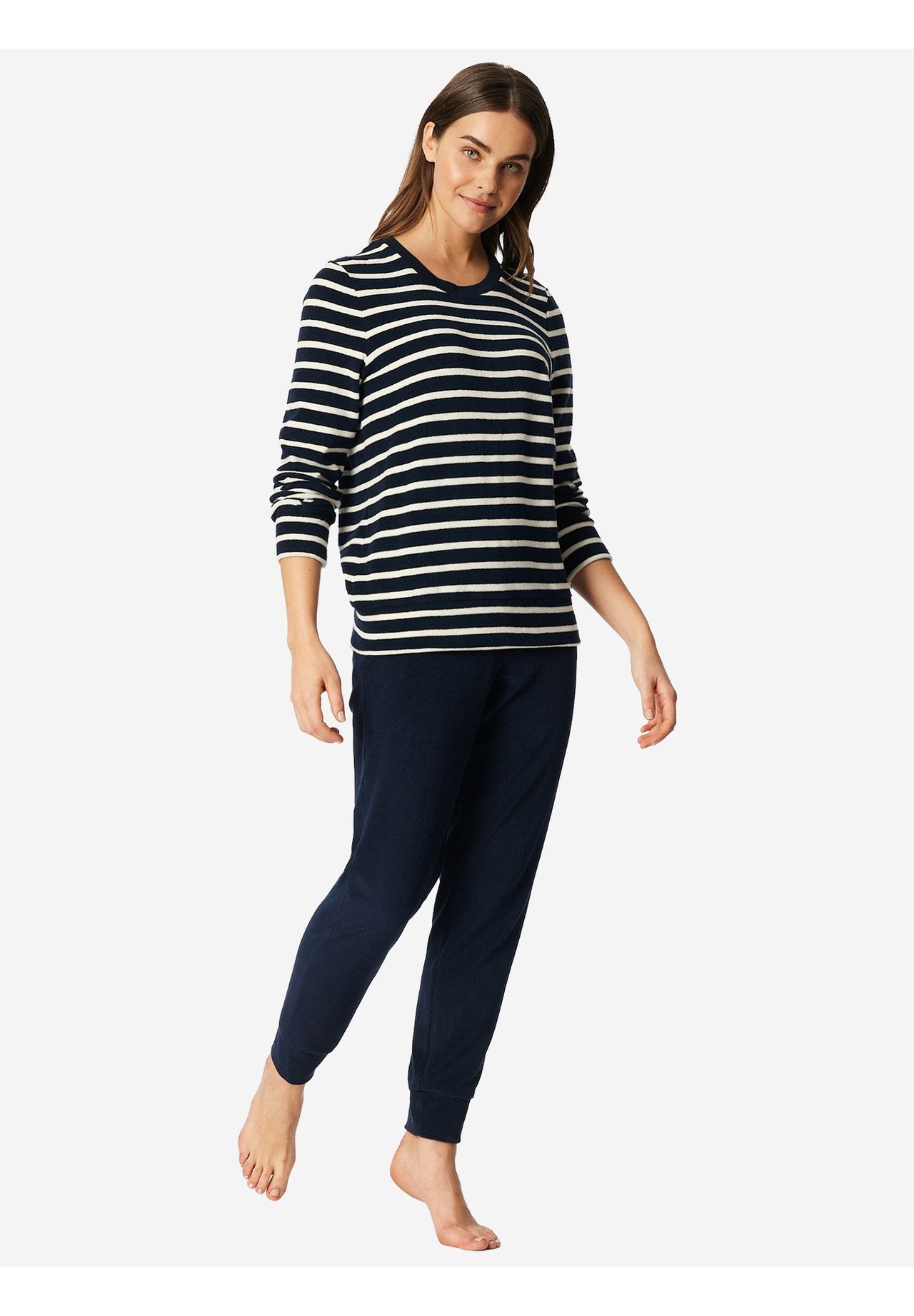 Schiesser Casual Essentials Schlafanzug, Rundhals, FüR Damen, Blau, 44
