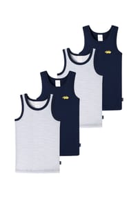 SCHIESSER - Unterhemd / Tanktop 4er Pack Kids Boys Feinripp Organic Cotton - Blau / Weiß Fußball