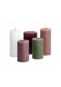 LOBERON Kerzen - Kerze 5er Set Panagra creme/rosa/grün - creme/rosa/grün