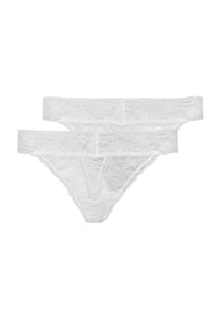 SNOCKS - Lace Tanga, 2er-Pack, High-Waist, für Damen - 168 WHITE