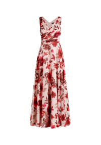 Vera Mont - Abendkleid mit Plissee - Cream/Red