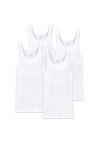 SCHIESSER - Herren Unterhemd 4er Pack - ärmellos, Cotton Essentials, Doppelripp - Weiß