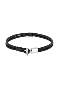 KUZZOÍ - Armband Herren Echtleder Knoten Haken Schwarz 925Er Silber - Braun