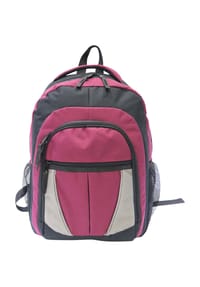 GLOBETROTTER Basic - Rucksack "Basic", Polyester, sportlich, Reißverschlussfächer - berry/grey/black