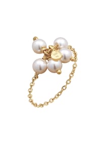 elli. - Ring Blume Mit Perlen Von Swarovski® 925 Sterling Silber Vergoldet - Gold