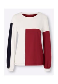 heine - Shirt - marine-ecru-gemustert