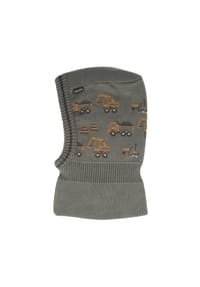 maximo® - MINI BOY-Schlupfmütze Baufahrzeuge, Strickfutter - khaki grey