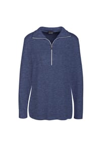 GOLDNER - Kurzgröße:  Flauschiges Troyer- Shirt - pflaume / melange