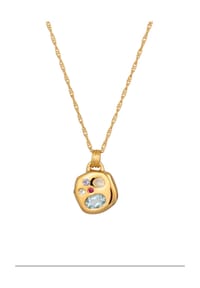 elli. PREMIUM - Halskette Vintage Anhänger Topas Saphir Mondstein 925 Sterling Silber Vergoldet - Gold