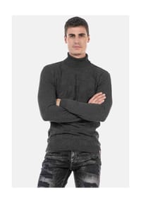 CIPO & BAXX® - Pullover mit kariertem Strickmuster, CP241 - BLACK