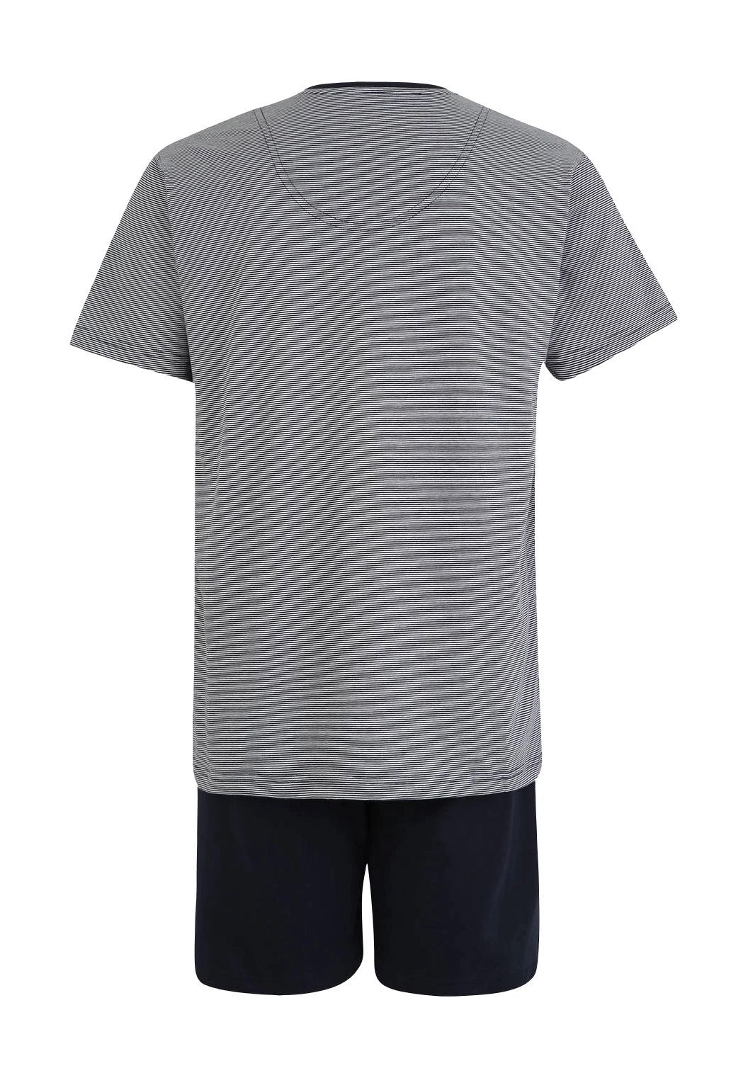Tom Tailor Schlafanzug, Shorty, V-Ausschnitt, Logo-Badge, Gestreift, FüR Herren, Blau, 52