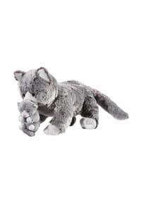 Kuschelwuschel - Plüschtier "Softissimo Katzen Mami mit Baby", 14 cm - GRAU