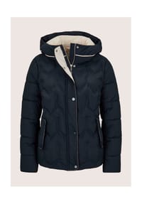 MADELEINE - Steppjacke mit Zierkette & Kapuze - marine / kitt