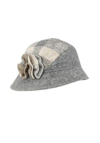 collezione alessandro® - Mütze Oxford echte Wolle, Made in Italy - grau