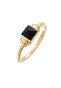 elli. PREMIUM - Ring Onyx Quadrat Vintage 925 Silber - Gold