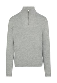 QS - Strickpullover, Troyer, Rippstruktur, für Herren - 91W0 GREY/BLACK