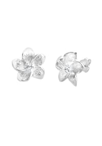 elli. - Ohrringe Frangipani Blüte Blume Silber, Mit Kristallen Von Swarovski® - Weiß