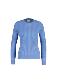GANT - Damen Pullover - STRETCH COTTON CABLE C-NECK, Rundhals, Zopfstrick, Logo - 113  EGGSHELL