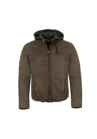 MILESTONE® - Herren Lederjacke Kapuze Lammnubuk tabak - tabak
