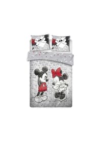 Disney - Disney Mickey Mouse Doppelbettwäsche Set – 1x Deckenbezug 240x220 cm - Grau 240X220CM+2X63X63 CM