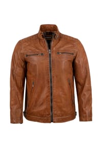 MADDOX - Herren Lederjacke Lammnappa cognac antik - cognac