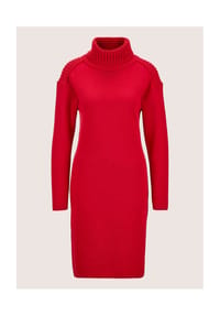 MADELEINE - Legeres Strickkleid mit weitem Rollkragen - rot