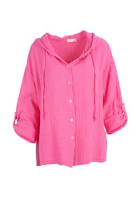 Seasons of April - Bluse Musselin Camila Oversized Musselinbluse aus 100% Baumwolle: Halbarm & mit Kapuze - creme
