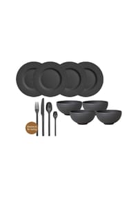 Villeroy & Boch - Tafelservice mit Besteck Manufacture Rock 24er Set MANUFACTURE ROCK - schwarz
