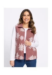 SIEH AN! - Fleece-Weste - rosenholz-ecru-bedruckt
