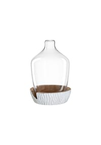 LEONARDO Vase mit Holz-Sockel Casolare ↕ 43 cm weiß - CASOLARE - weiß