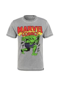 RE:COVERED - T-Shirt Marvel Comics Hulk Japan Washed im zeitlosen Design - Hellgrau