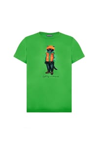 cat e lolette - Grünes T-Shirt mit Katzenmotiv - grün