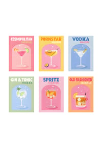 ARTNANAS - ARTNANAS Mini Malen nach Zahlen 6er Set-"Cocktails bunt"mit Rahmen in 15*15CM - 