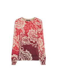 olsen - Pullover mit Panneaux-Dessin und Rundhalsausschnitt - Sienna Red