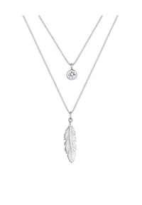 elli. - Halskette Feder Boho 925 Silber, Mit Kristallen Von Swarovski® - Gold
