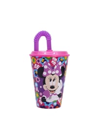 Disney - Disney Minnie Mouse Trinkbecher 430 ml mit Deckel und Strohhalm - Mehrfarbig 16,5x9x9 cm