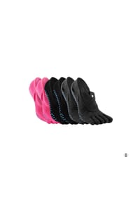 MUNADUNA - 3er-Pack Yoga-Zehensocken mit Doppelkreuz Zehensocken,Anti-Rutsch,Elastisch - Dunkelgrau-Rosa Mix