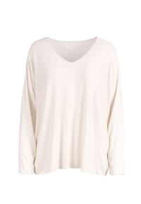 Seasons of April - Langarmshirt Maya Damen Shirt mit V-Ausschnitt, Langärmelig - Beige
