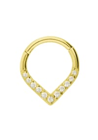 Adelia's - Piercing Smooth Segment Ring Clicker, Tropfen mit Steinen - gold