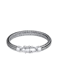 KUZZOÍ - Armband Herren Zopfglieder Kastenverschluss 925 Silber - Silber