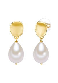Luluandjane - Damen Ohrringe aus Metall-Legierung in Gelbgold mit Muschelkernperle - gelbgold