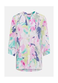 olsen - Bluse mit Allover-Dessin und Knopfleiste - Pool Blue