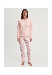 CALIDA - Damen Bündchen-Pyjama Midnight Flowers - pearl blush