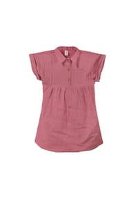 maximo® - GOTS MINI GIRL-Kleid, Kragen Musselinstoff, Knopfleiste - beigemeliert