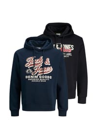 JACK & JONES - Sweatshirt / Hoodie 2er Pack Logo - Schwarz / dunkelblau