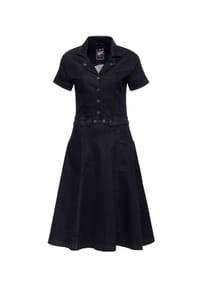 QUEEN KEROSIN - A-Linien-Kleid aus elastischem Denim - schwarz